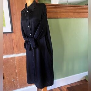 Raquel Allegra black silk/cotton shirt dress L (3) nearly new